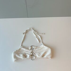 Topshop white halter neck bikini top with rings